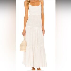 L'Space Santorini cream embroidery layered strappy cottagecore long maxi dress M